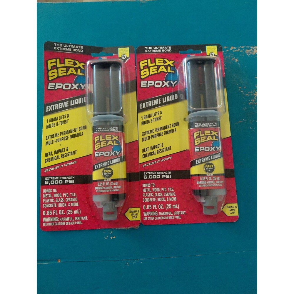 Flex Seal Epoxy Extreme Liquid Black 0.85 fl oz Dual Syringe EFSBLKR25-New!